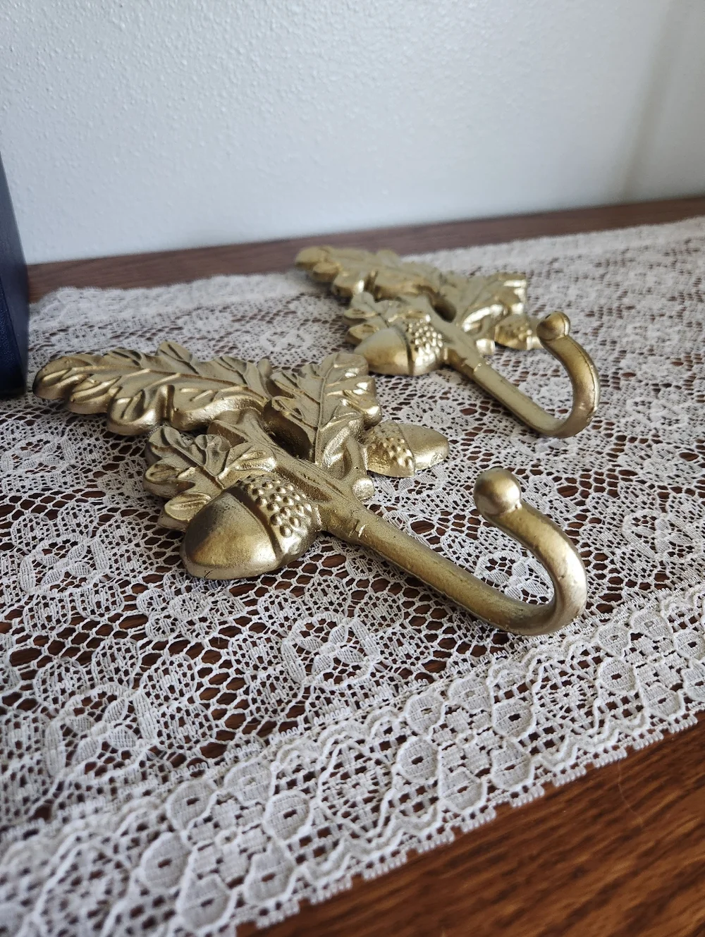 Gold Oak Leaf Acorn Wall Hooks - Decorative Home Wall Decor